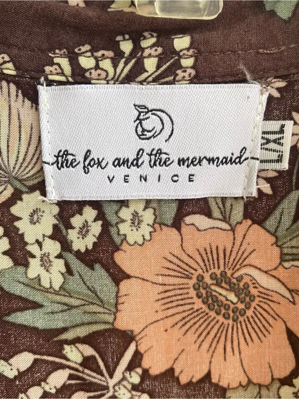 The Fox and The Mermaid mixed floral print sleeveless midi shirt dress india L - Image 4