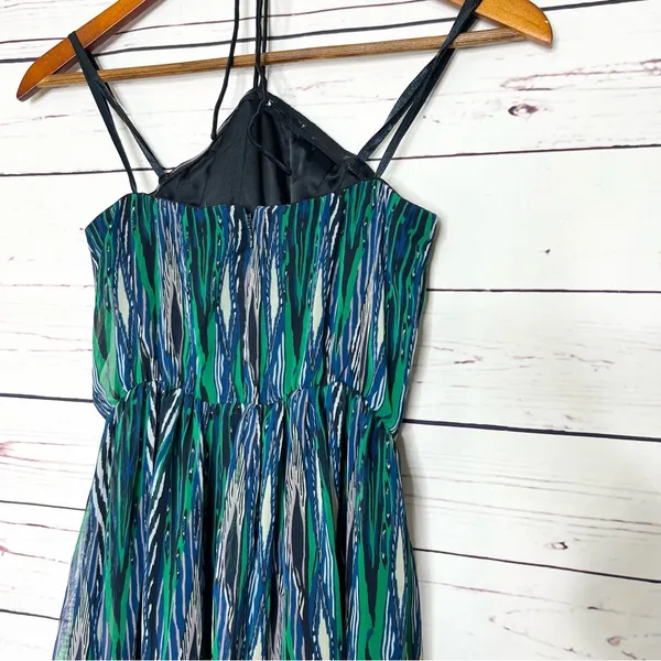 Gianni Bini Green & Blue Rhinestone Embellished Halter Top Maxi Dress Size 0 XS - Image 7