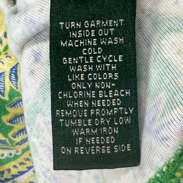 Lauren Ralph Lauren Top Womens M Green Yellow Cotton‎ Paisley Preppy Old Money - Image 11