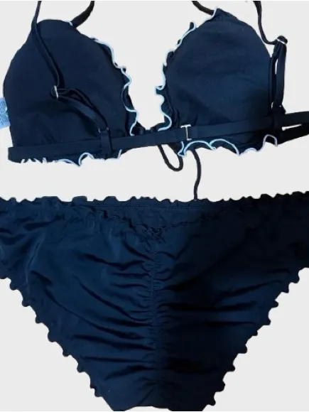 NWT Mixed brands Black Ruffle Triangle Bikini Set Size XL - Image 3