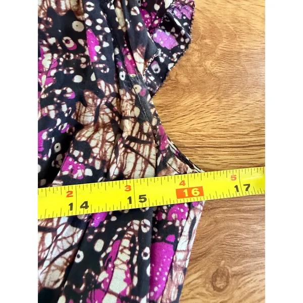 Ulla Johnson Asis Midi Dress Cotton Silk Batik Floral Tiered Purple Fuchsia 0 - Image 10
