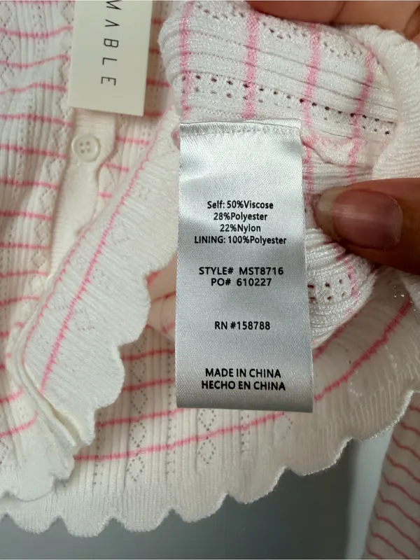 New Mable pink white knit cropped cardigan size medium - Image 4