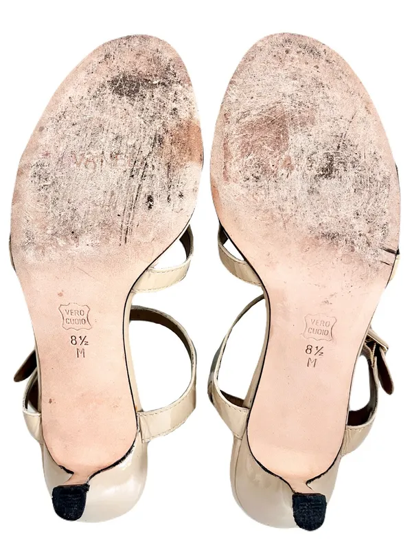 Vaneli Beige Nude Patent Leather Strappy Heels, Size 8.5 - Image 8