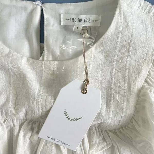 Free‎ The Roses Ruffle Dress Lace White Cottage Core Prairie Mini NWT Size Small - Image 5