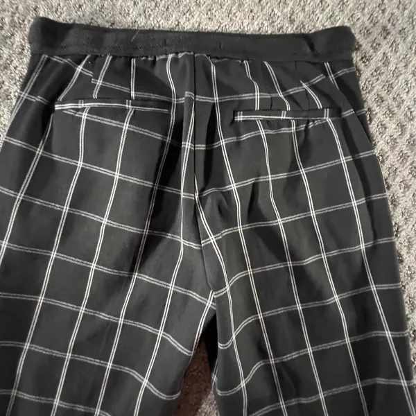 ZARA Women's Black White Windowpane Plaid Slim Ankle Dress‎ Pants Size XS - Image 6