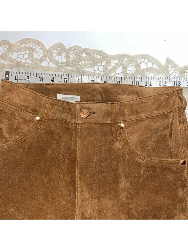 Vintage Wrangler Leather Pants Caramel Brown Jeans Slacks Cottagecore Western - Image 5