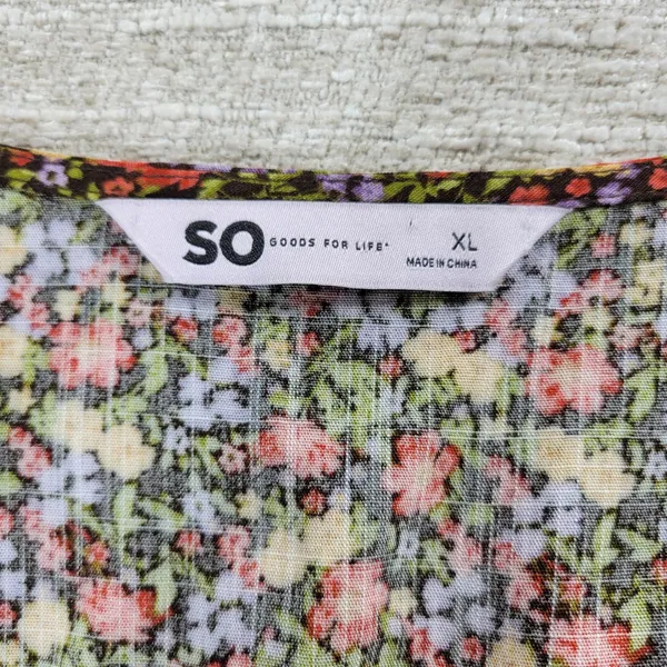 SO Mini Dress XL Brown Mixed Ditzy Floral Print Fit & Flare Cottagecore Prairie - Image 3