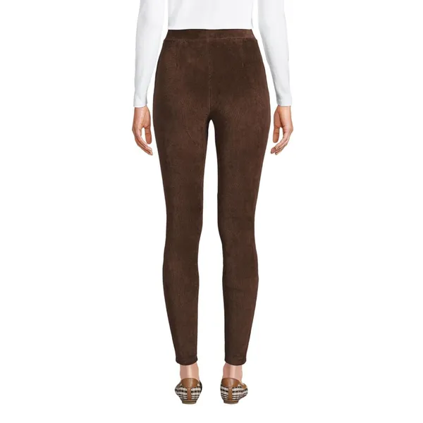 Lands' End Womens Sport Knit High Rise Corduroy Leggings Rich Coffee Brown PL - Image 6