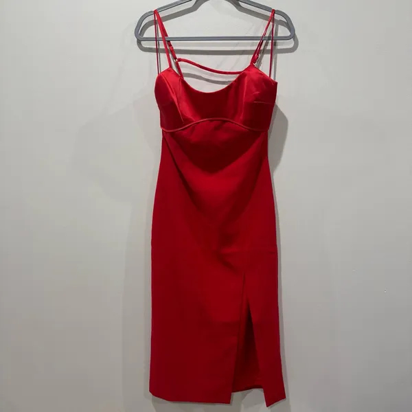 New! Likely Lorna Midi Dress‎ Scarlet Red Size 8 - Image 3