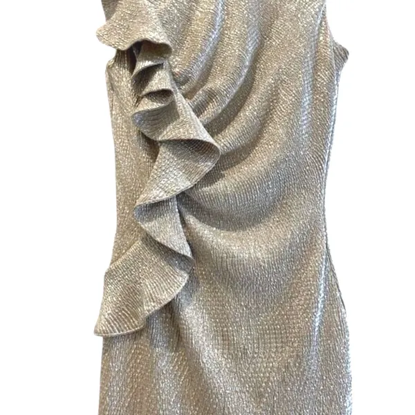 Hailey Logan Cocktail Dress‎ Gold Metallic Ruffle Party Women XS - Image 3