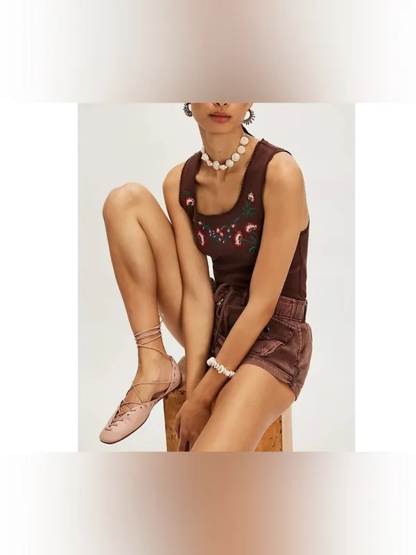 NWOT Free People We The Free Summer Tank - Brown combo - medium *IR* - Image 5