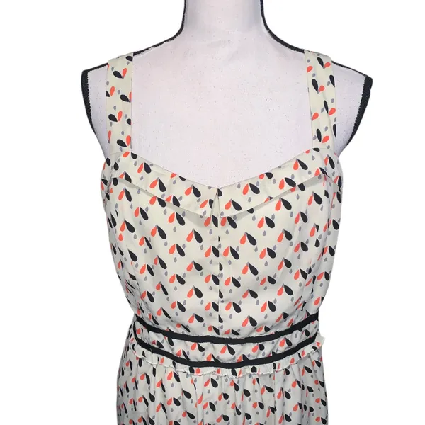 Romy Cream Midi Dress with Multicolor Teardrop Print Sleeveless - Image 2