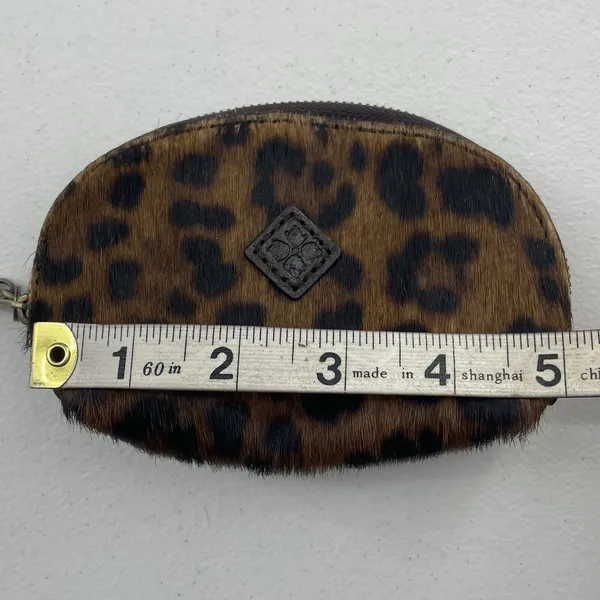Patricia Nash Keisley Cosmetic Key Fob Leopard Calf‎ Hair Leather Brown Zipper - Image 16