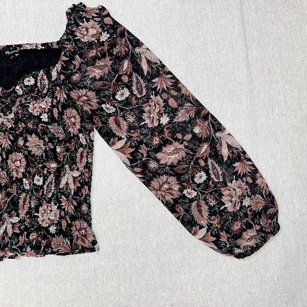 Madewell | Lucie Smocked Peasant Top in Floral | Small - Image 9