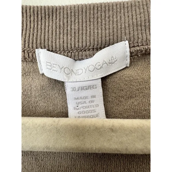 Beyond Yoga Tropez Crop Pullover Size XL Terry Cloth Birch Brown Slouchy V Neck - Image 7