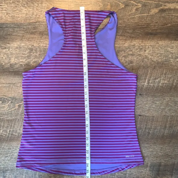 Nike Golf/Tennis/Pickleball Sleeveless Dri-Fit Purple Striped Top Women’s Large - Image 7