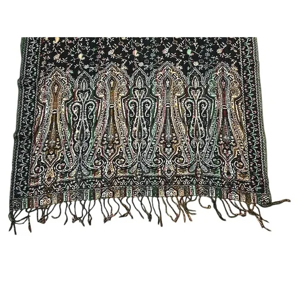 Jamawar Paisley Floral Pashmina Blend Scarf‎ Fringed Shawl Wrap 64x28 Boho Soft - Image 7