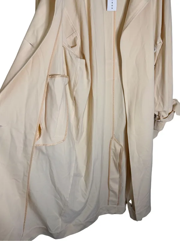Topshop NWT Cream Trench Coat Belted Long Sleeve Jacket Size 4 - Image 8
