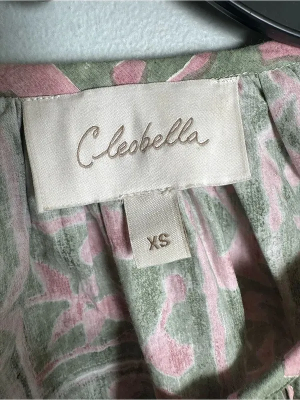 CLEOBELLA Whitley Ruffle Sleeve Button Front Split V-neck Tie Boho Blouse XS - Image 5