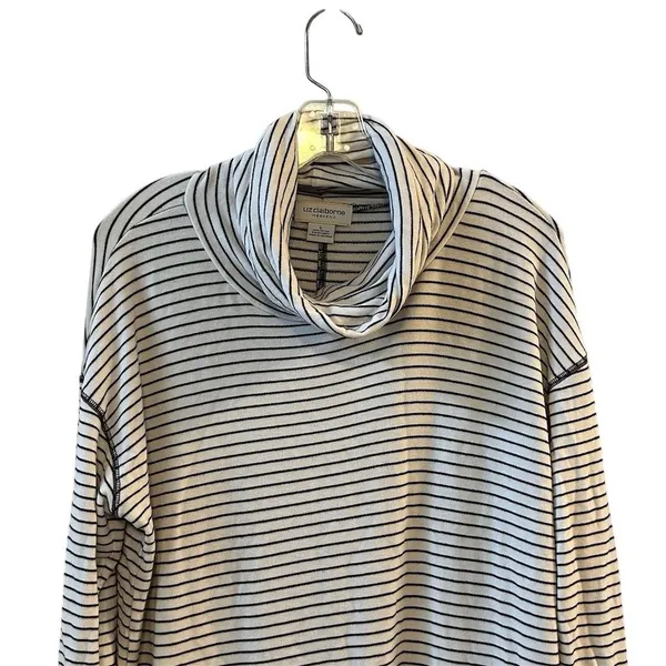 Liz Claiborne Weekend Women's Cowl‎ Neck Striped Sweater Black Size L - Image 2