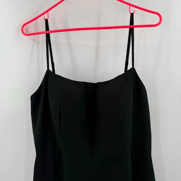 Azazie Tayla Dress Size 14 Bridesmaid Black Chiffon V-Back Side Boning Wedding - Image 7