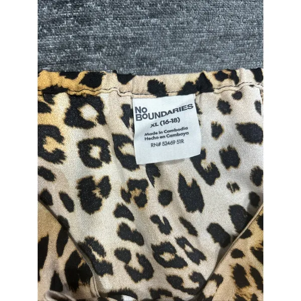 No‎ Boundaries Leopard Print Lace Up Cami Top Juniors XXL Y2K Coquette Lace Trim - Image 3