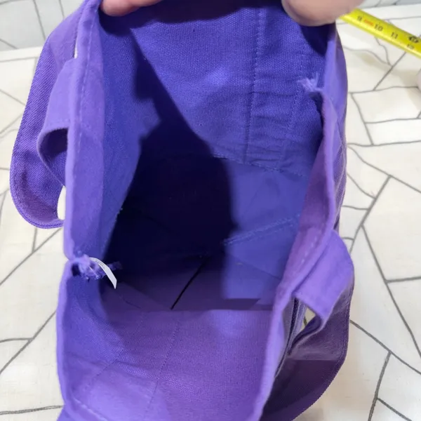 Trader Joe's‎ Mini Canvas Tote Bag Small Purple Embroidered Logo Shopper - Image 5