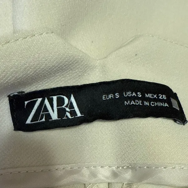 Zara Beige Pleated High Waisted Khaki Chino Straight Trouser Dress Pants Size S - Image 4