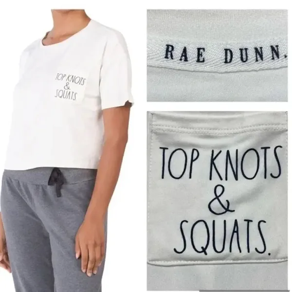 ✨ Rae Dunn Women's Large Rare Cropped Gym T-Shirt With Pocket. ✨ - Image 3
