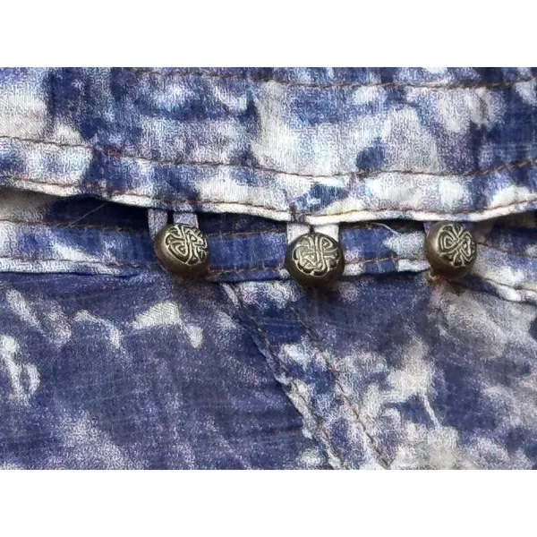 Soft Surroundings‎ Shirt Women Medium Blue Floreale Striped Popover Linen Top - Image 9
