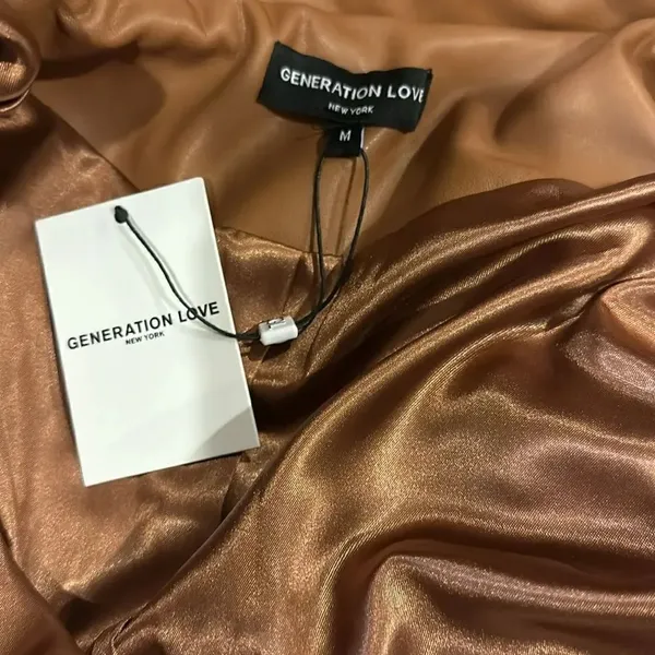 GENERATION LOVE Women’s Camel Brown Vegan Puffer Jacket Size M New - Image 8