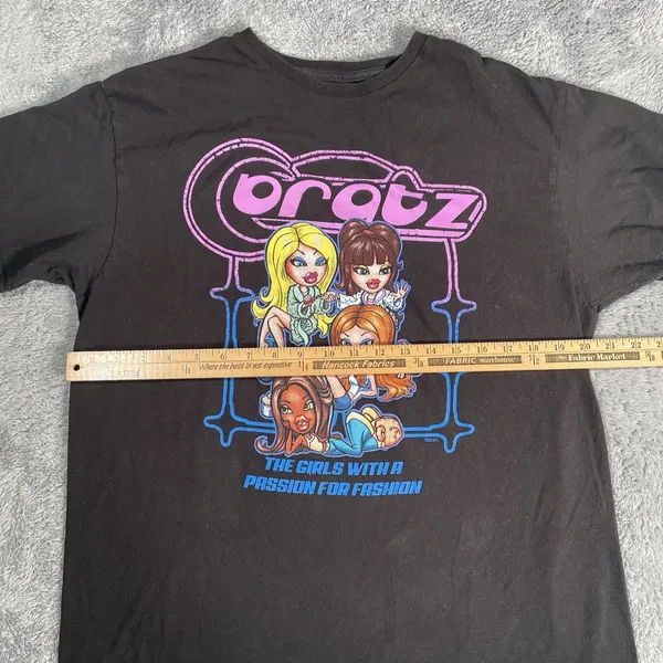 Y2K Tee Shirt SZ L Bratz 2000s Graphic Grunge Fairy Skater Black Neon MGA - Image 8