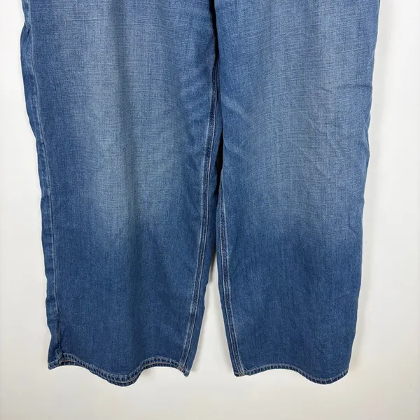 American Eagle Stretch Super High Rise Baggy Wide Leg Jeans Medium Wash Size 18S - Image 4