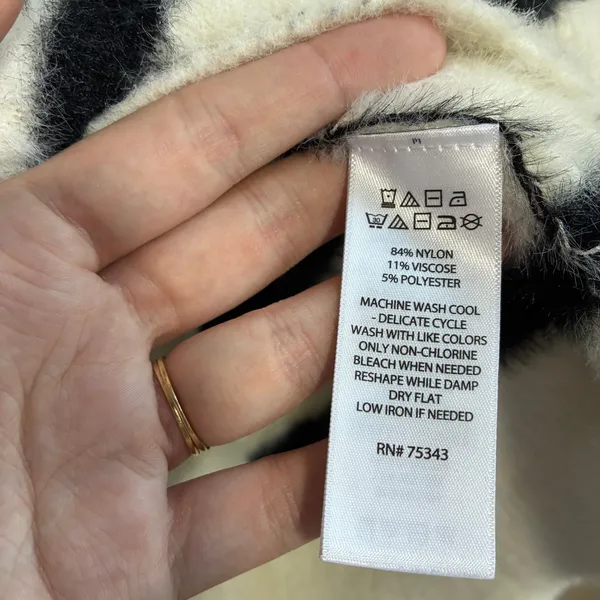 Anthropologie Bailey/44 Striped Mock Sweater XS White Black Womens Fuzzy Knit - Image 4