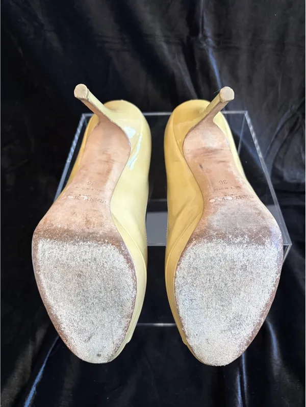 Jimmy Choo Nude Patent Leather Peep Toe High Heel Pumps Size 39 - Image 6