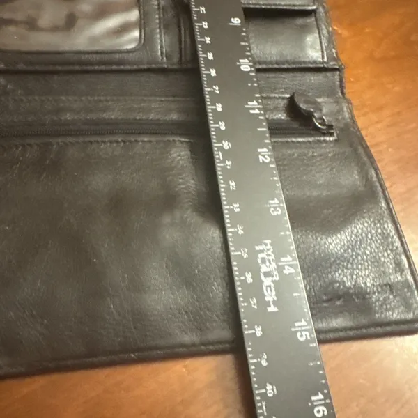 Brighton wallet Vintage Black Leather Brown faux reptile Clutch check - Image 13