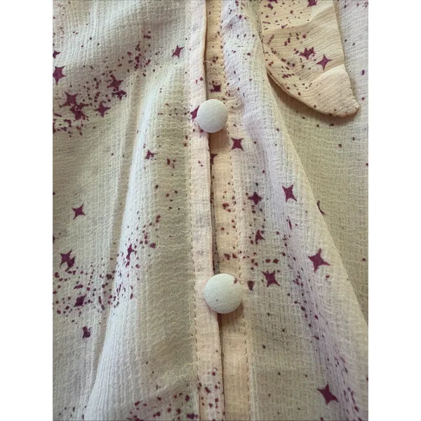Free People Blouse Sz S Pink Ruffle Tie Neck‎ Sheer Boho OB1828859 Flowy - Image 5