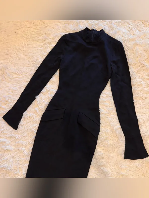 NEW House of CB Marie Louise Mock Neck Long Sleeve Black Maxi Dress Sz XS - Image 6