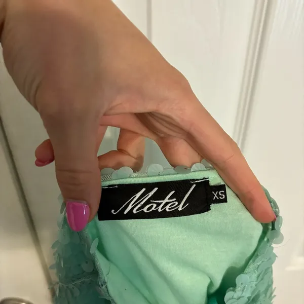 MotelRocks Light Green Sequin Dress Backless - Image 7