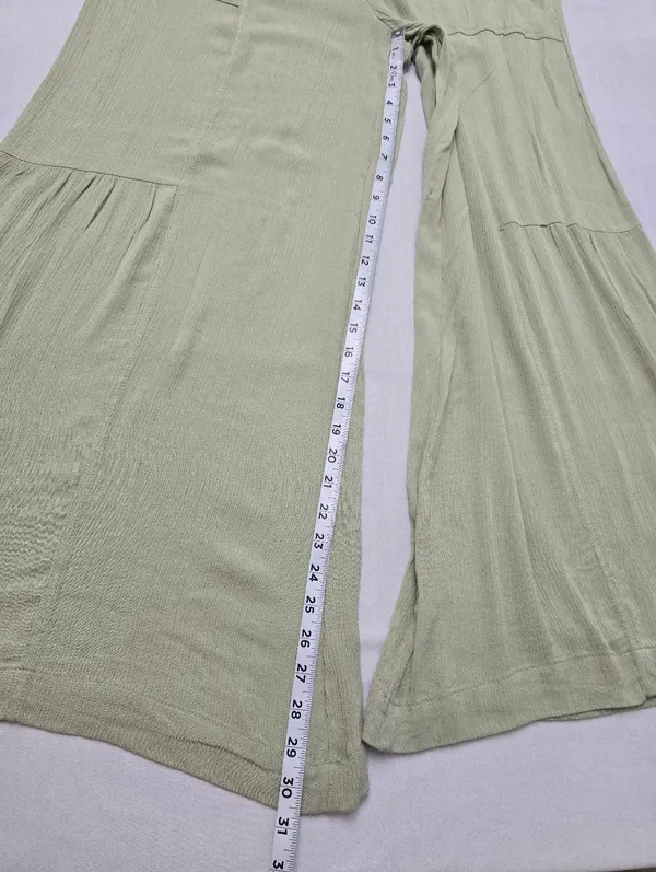 Rewash Tiered Wide-Leg Drawstring Pants in Light Olive Green Size XL - Image 6