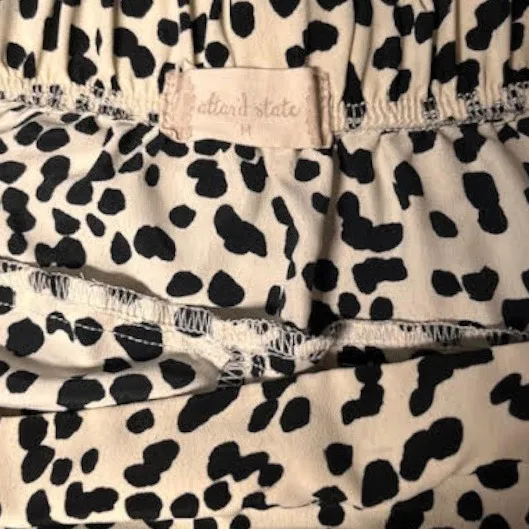 Womens Skirt Mini Skater‎ Style Beige Black Dotted Pattern - Image 4