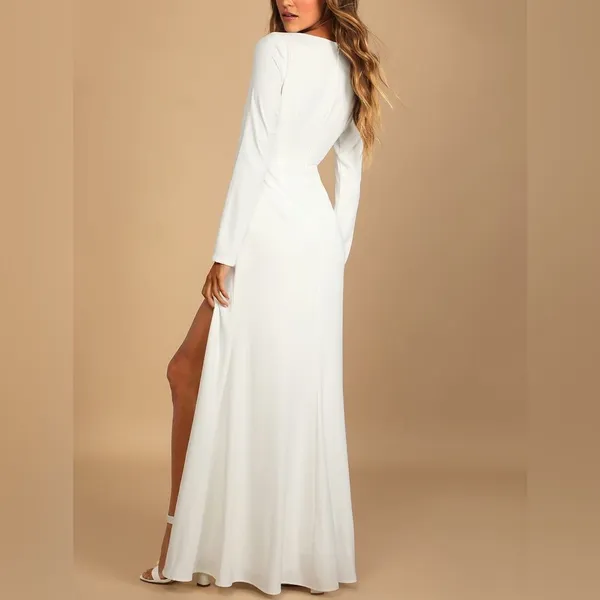 Lulus Romance for the Ages White Long Sleeve Maxi Dress - Image 6