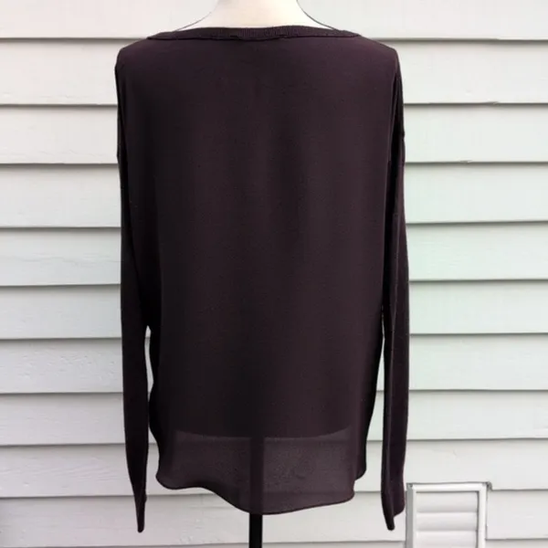 LOFT Mixed Media Sweater | Loft Maroon Mixed Media Sweater - Image 5