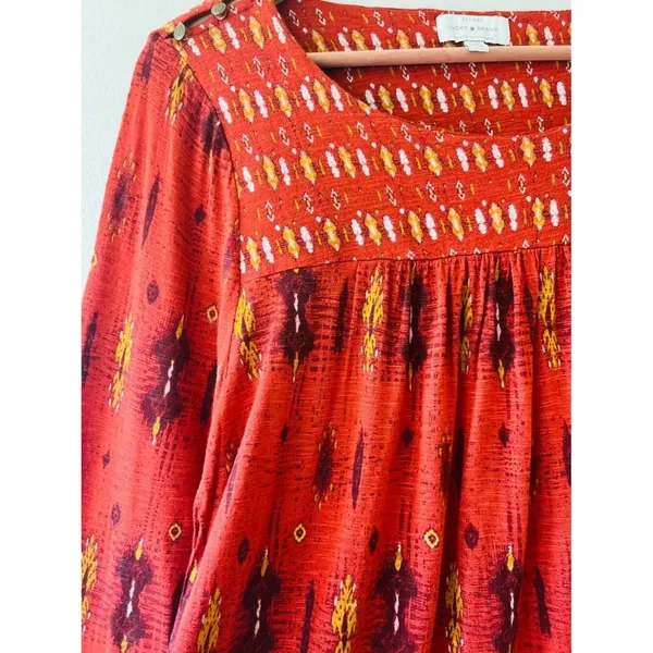 Lucky‎ Brand Sz L Bohemian Pullover Blouse Kimono Sleeves - Image 2