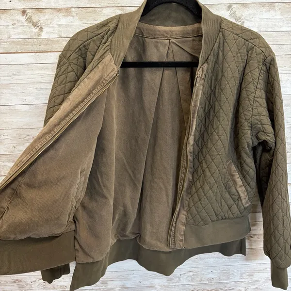 NWT‎ Young Fabulous Broke YFB Womens L Jacket Reversible Bomber Crop Army Green - Image 5