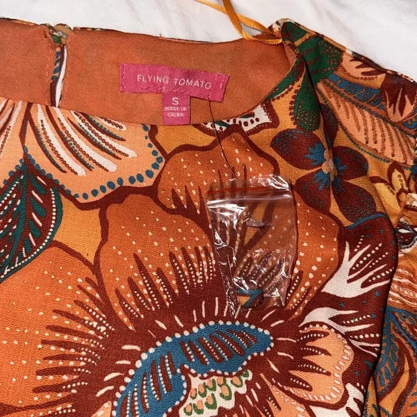 New FLYING TOMATO A Printed Woven Mini Mustard Dress - Image 6