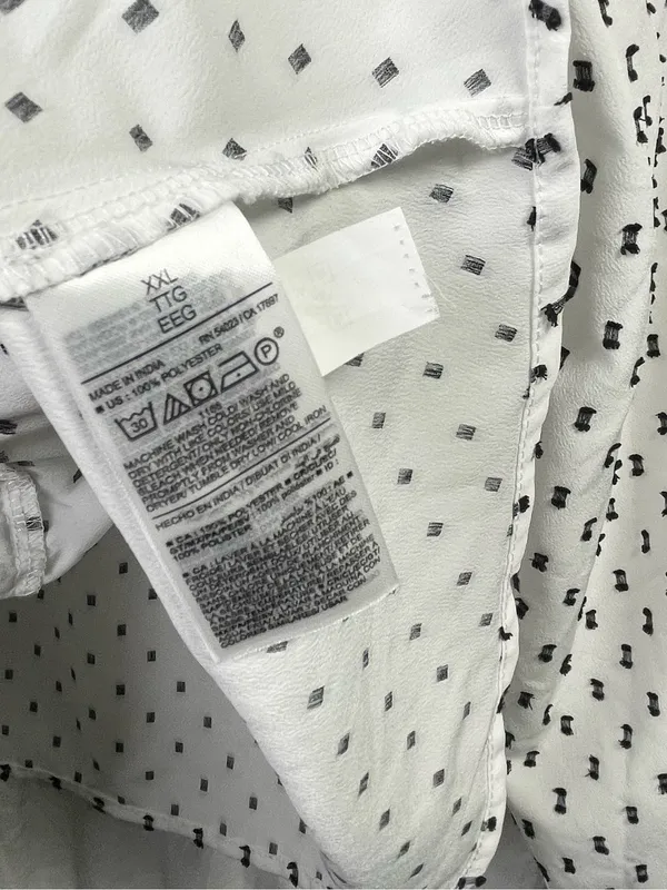 Women’s Blouse 2XL Plus White Waist-Defined Clip-Dot Shirt V-Neck Top - Image 3
