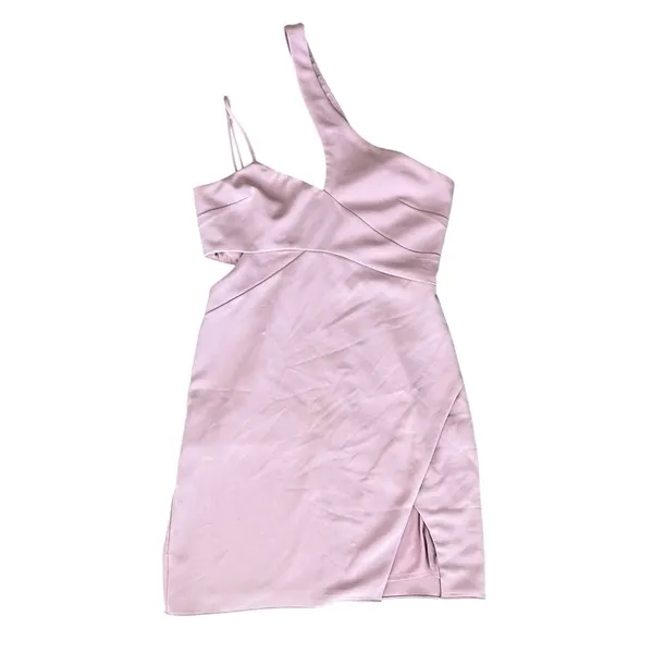 Revolve NBD x Naven Chloe Asymmetric One Shoulder Cutout Wrap Mauve Mini Dress S - Image 3