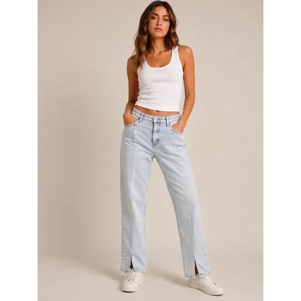 Abercrombie & Fitch Womens Jeans 30 10R Light Wash Curve Love Seam Split Hem - Image 2