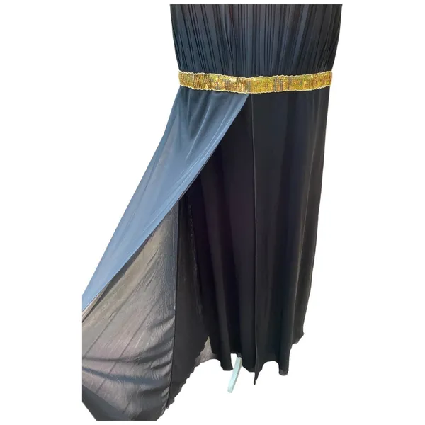 Nikki Mae Black Gold Sequined Empire Waist Evening Prom Maxi Dress Size 20 - Image 6